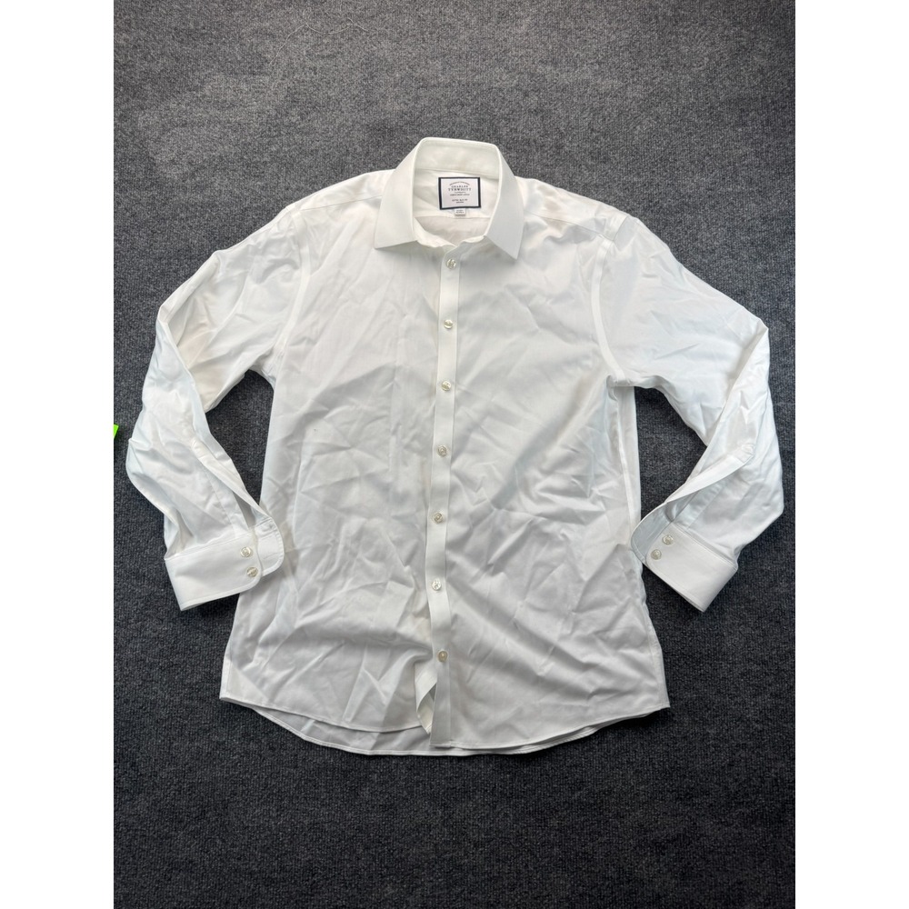 Charles Tyrwhitt Dress Shirt Mens 16 White Extra Slim Fit Non-Iron Office Career